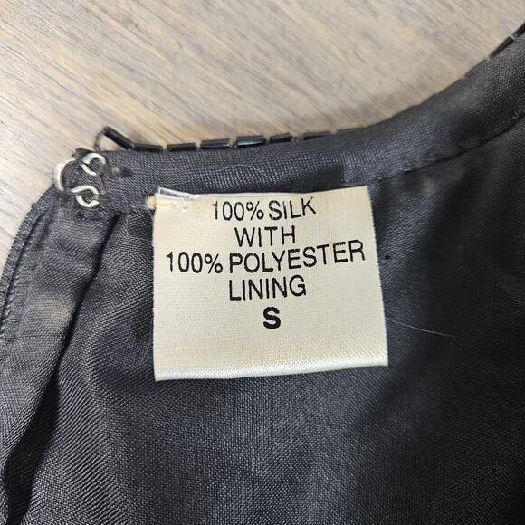 Night Vogue Vintage Dress Silk Sequin Beaded Black Size Small Cocktail - Picture 3 of 10